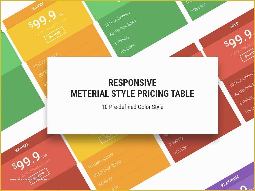 Free HTML5 Responsive Templates Of Material Free Responsive Pricing Table Template Uicookies
