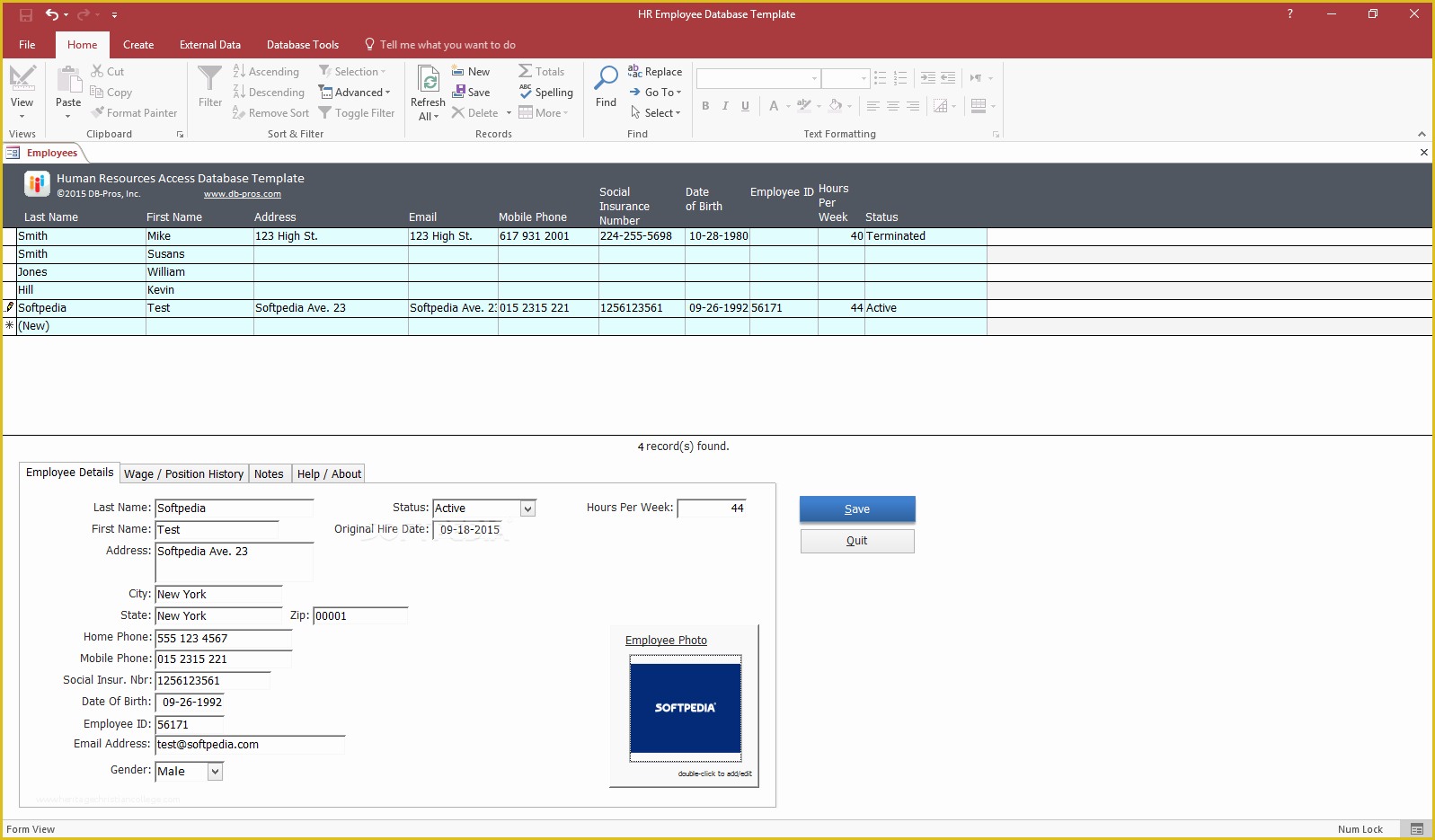 Free Human Resources Access Database Template Of Download Hr Employee Database Template 2 1 0