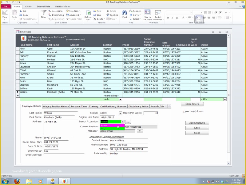 Free Human Resources Access Database Template Of Hr Tracking Database software Ware Version 2 4 5 by