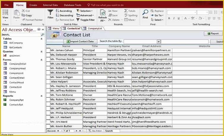 Free Human Resources Access Database Template Of Microsoft Access Personal Pany Contact Database