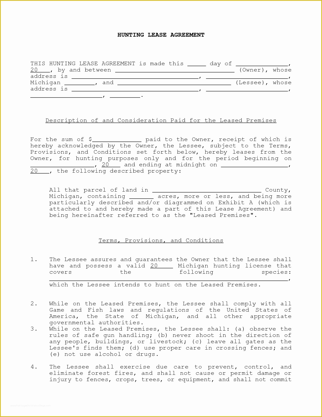 Free Hunting Lease Agreement Template Of 11 Best Of Standard Hunting Lease Agreement Ohio