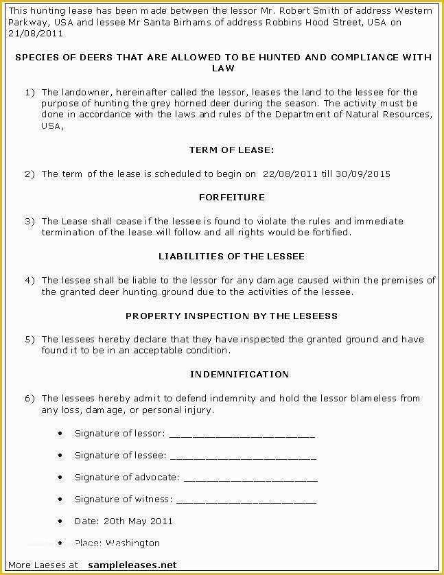 Free Hunting Lease Agreement Template Of Advance Payment T for Land New Farm Lease Template Simple