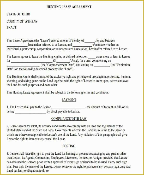 Free Hunting Lease Agreement Template Of Farm Land Lease Agreement form Bing Images