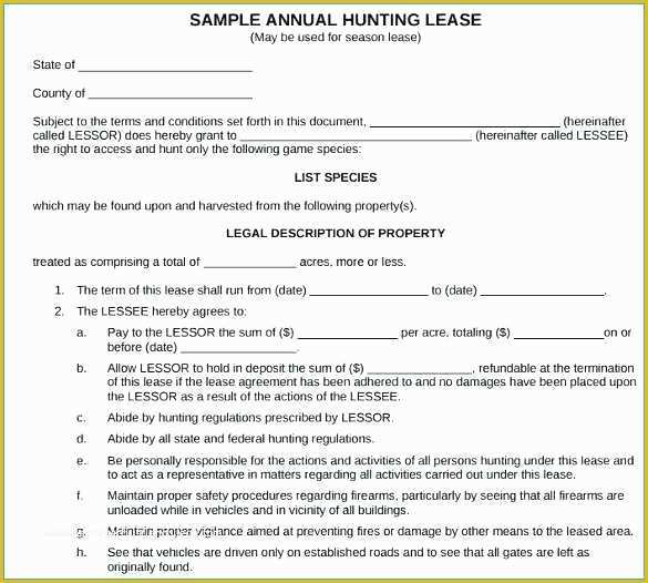 Free Hunting Lease Agreement Template Of Farm Land Lease Agreement Template