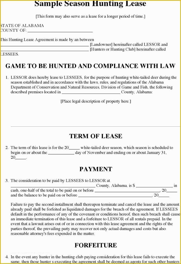 Free Hunting Lease Agreement Template Of Hunting Lease Agreement Hunting Lease Listing Website