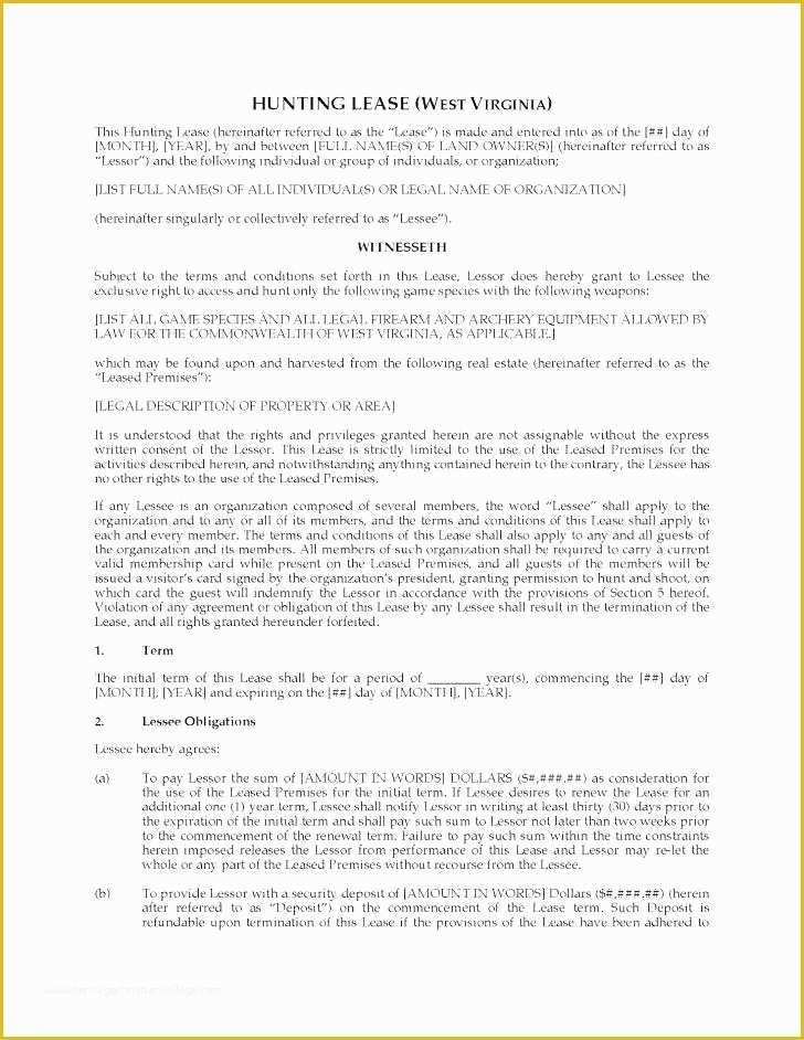 Free Hunting Lease Agreement Template Of Hunting Lease Template Land Lease Template 7 Free Word