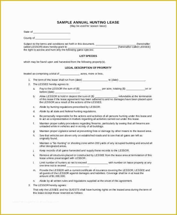 Free Hunting Lease Agreement Template Of Sample Basic Lease Agreement 12 Examples In Word Pdf