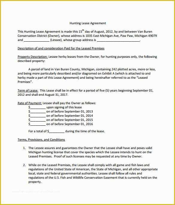 Free Hunting Lease Agreement Template Of Simple Hunting Land Lease Agreement