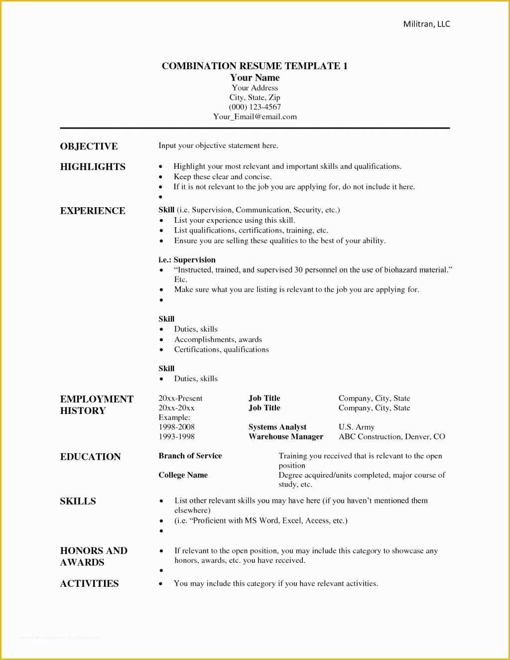 Free Hybrid Resume Template Word Of Executive Hybrid Resume Template – Hybrid Resume Template