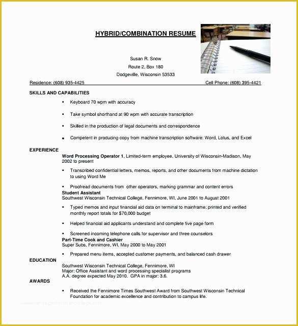 Free Hybrid Resume Template Word Of Hybrid Resume Template Executive Word Simple Free