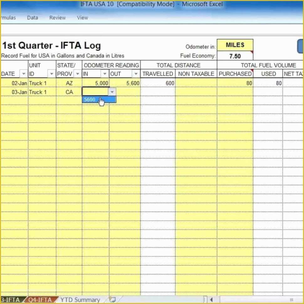 Free ifta Excel Template Of ifta Spreadsheet – Spreadsheet Template