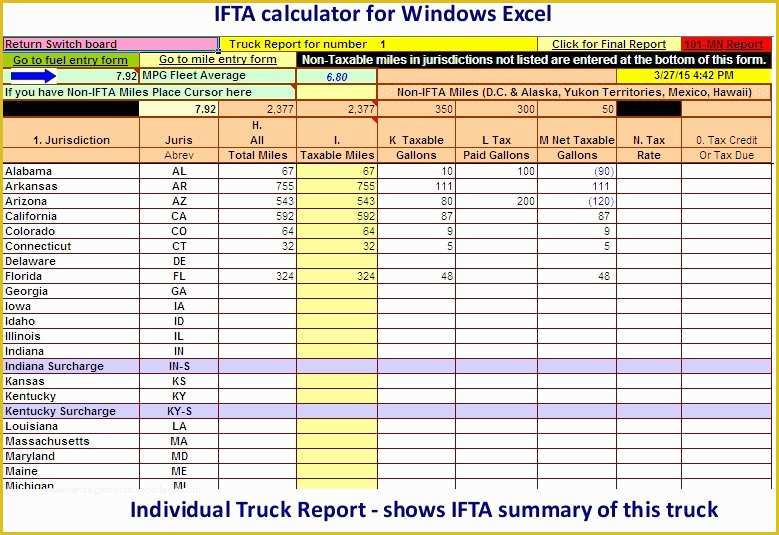Free ifta Excel Template Of Microsoft Excel Spreadsheets for Calculating ifta Fuel Tax