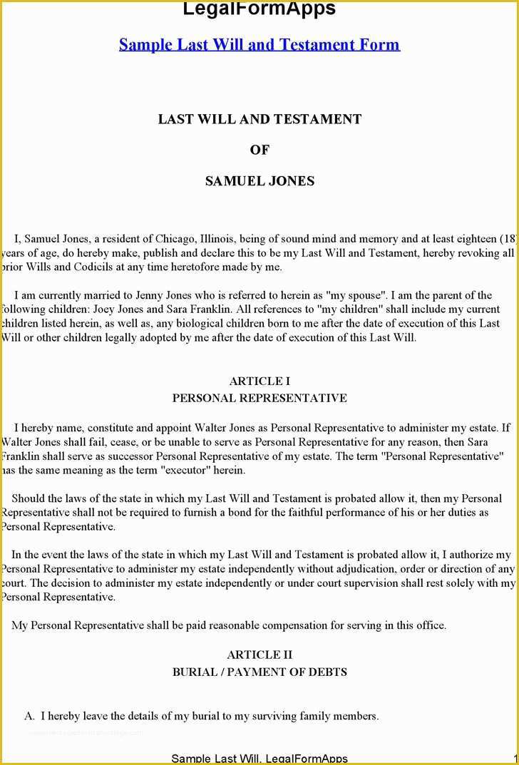 Free Illinois Will Template Of 2 Illinois Last Will and Testament form Free Download