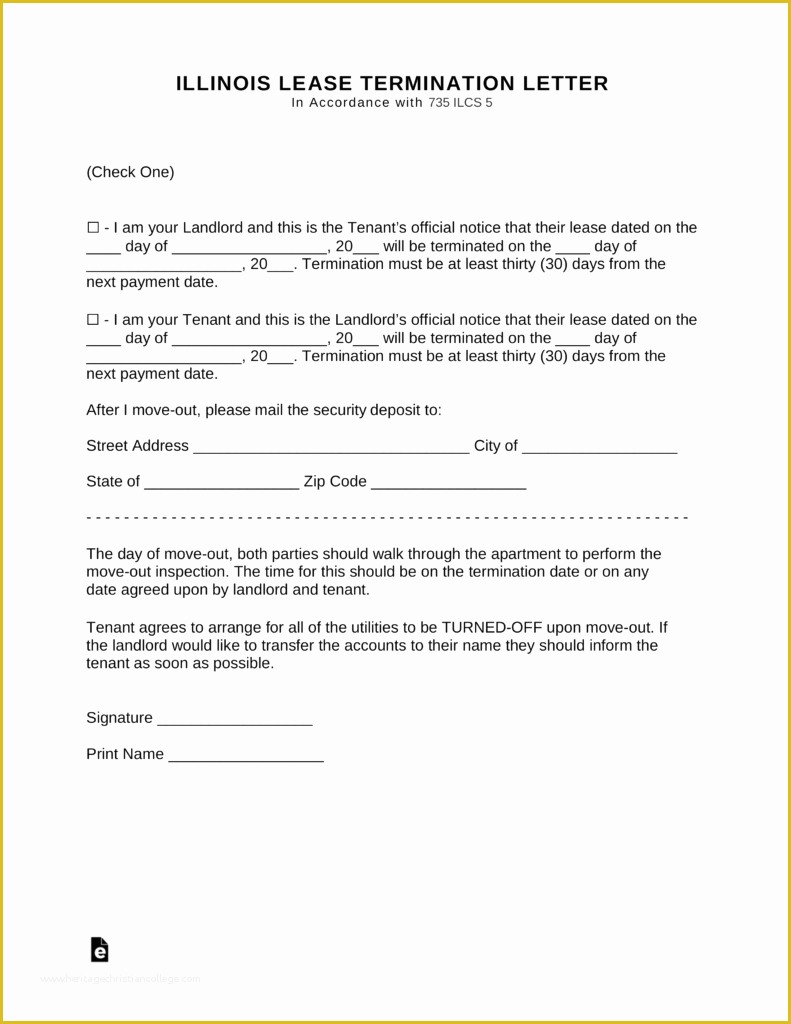 Free Illinois Will Template Of Illinois Lease Termination Letter form