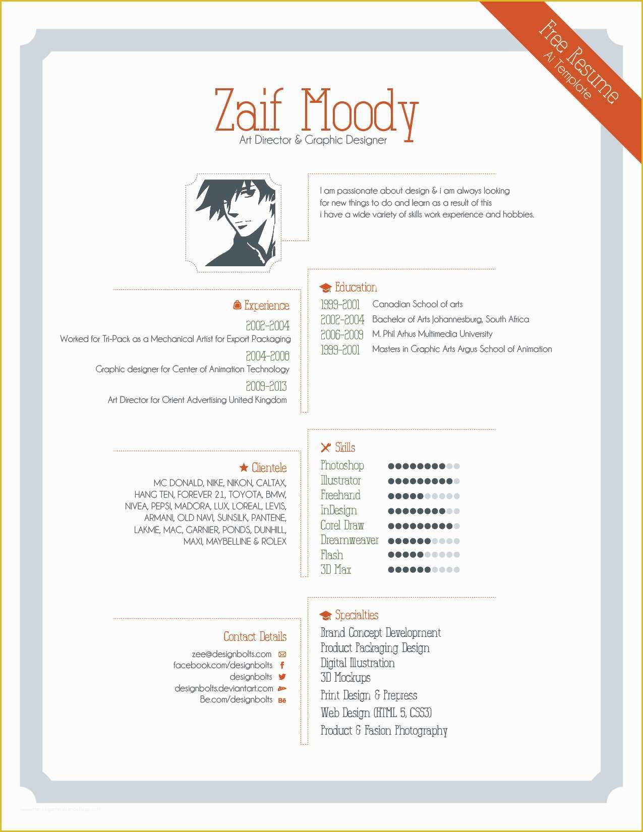 Free Illustrator Resume Templates Of Free Resume Template for Graphic Designers