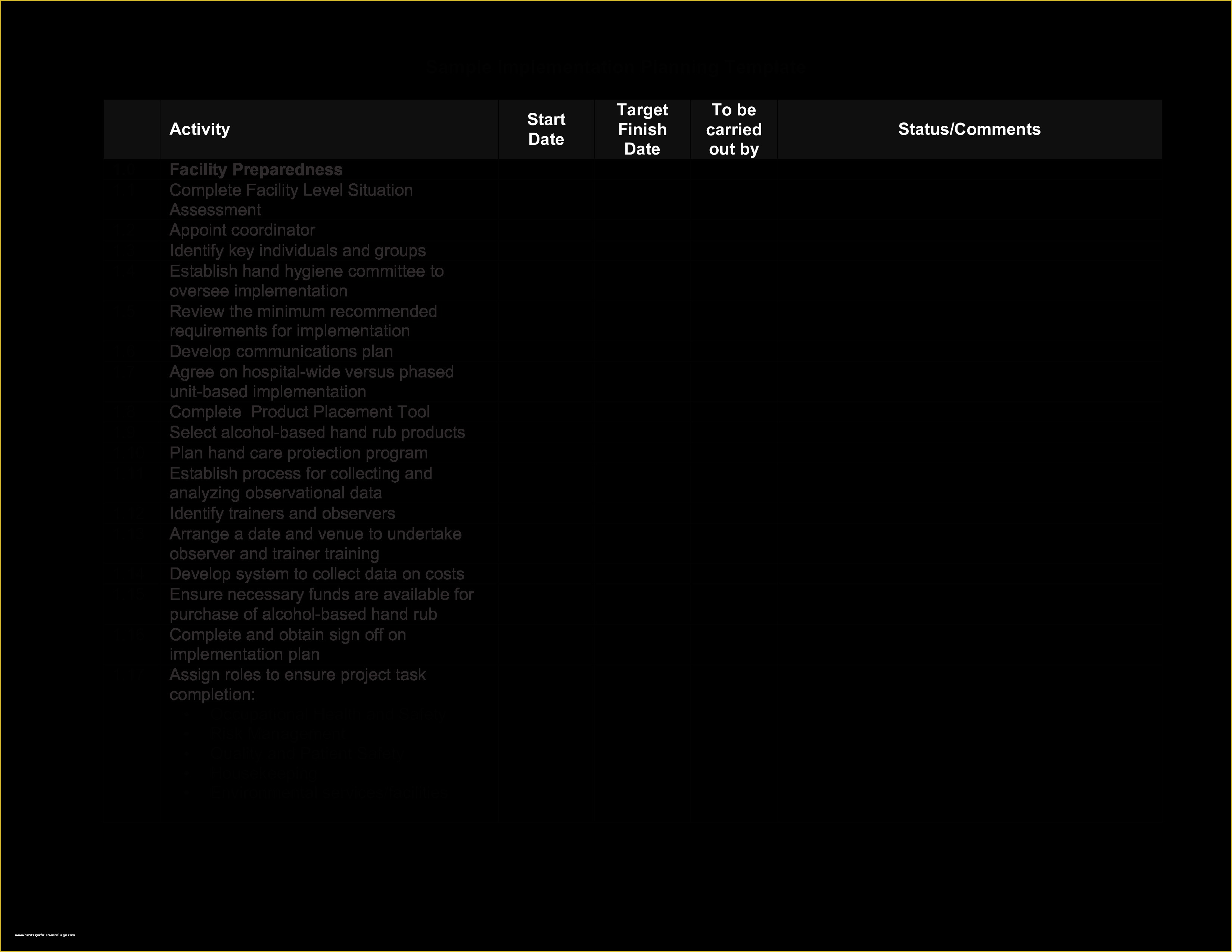 Free Implementation Plan Template Of Free Sample Implementation Plan