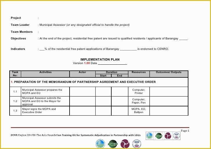 Free Implementation Plan Template Of Implementation Plan Template