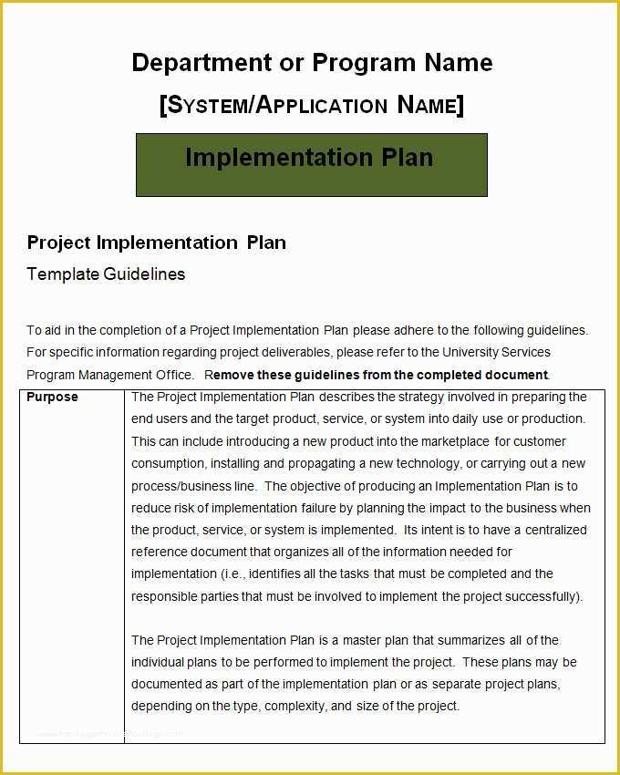 Free Implementation Plan Template Of Project Implementation Plan Template 6 Free Word Excel