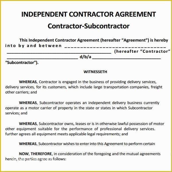 Free Independent Sales Contractor Agreement Template Of 18 Subcontractor Agreement Templates