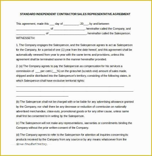 Free Independent Sales Contractor Agreement Template Of 19 Mission Agreement Templates Word Pdf Pages