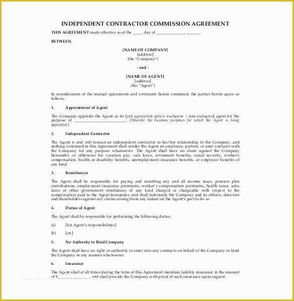 Free Independent Sales Contractor Agreement Template Of 23 Mission Agreement Templates Word Pdf Pages