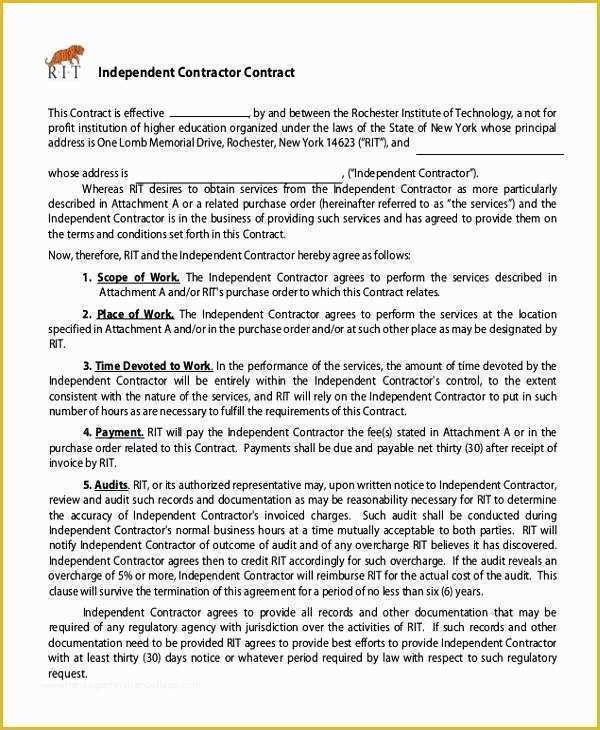 Free Independent Sales Contractor Agreement Template Of Independent Consultant Contract Template Independent