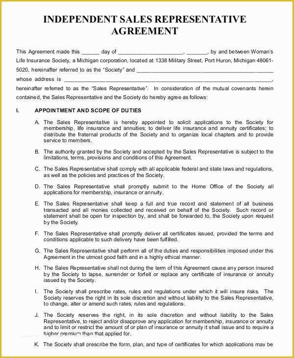 Free Independent Sales Contractor Agreement Template Of Independent Contractor Agreement 15 Free Sample