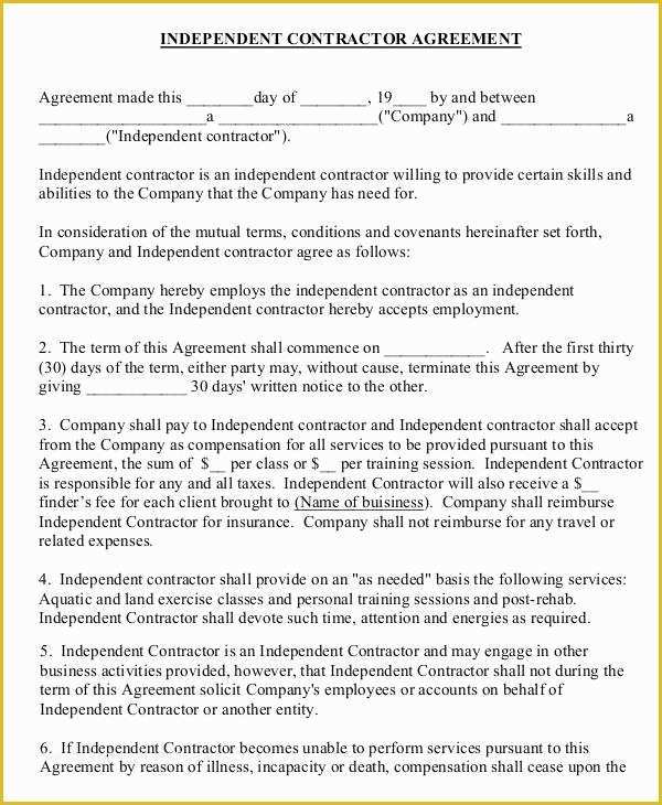 Free Independent Sales Contractor Agreement Template Of Independent Contractor Agreement 15 Free Sample