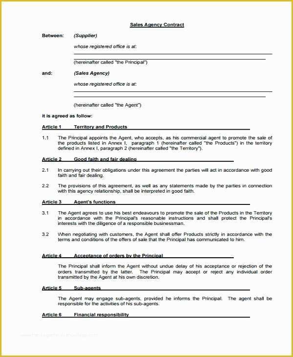 Free Independent Sales Contractor Agreement Template Of Independent Sales Agent Contract Template Agreement