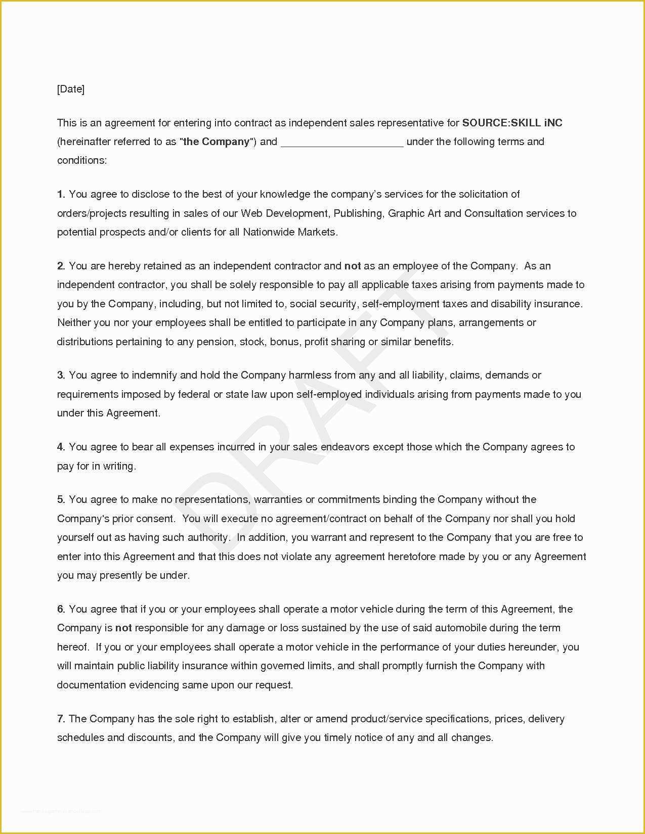 Free Independent Sales Contractor Agreement Template Of Inspirational Free Independent Sales Contractor Agreement