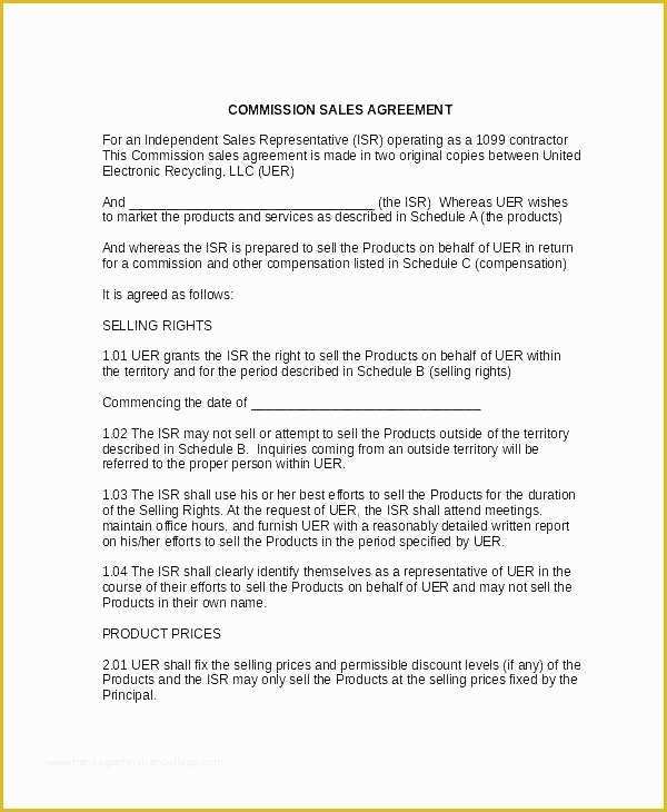 Free Independent Sales Contractor Agreement Template Of Sales Rep Agreement Template Mission Representative