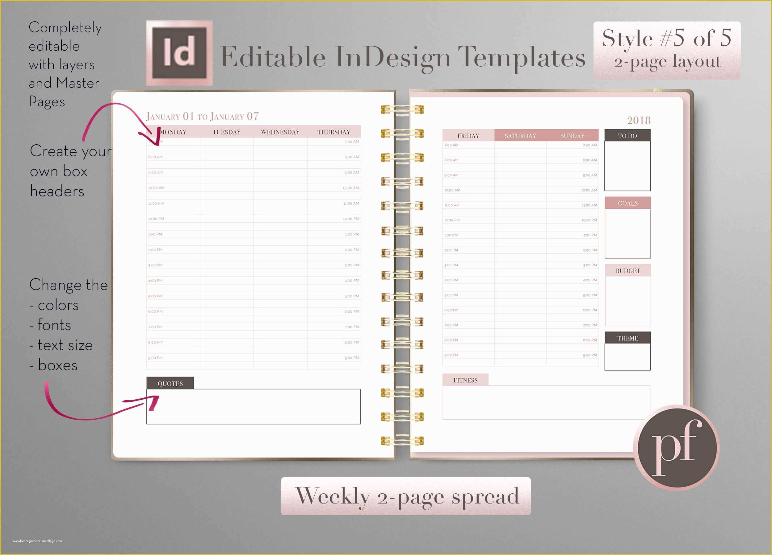 Free Indesign Calendar Template Of Weekly Calendar