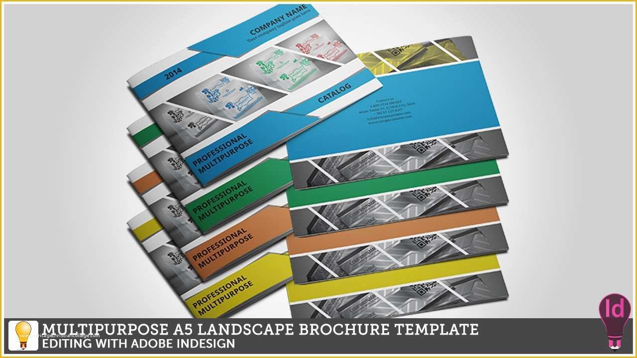 Free Indesign Flyer Templates Of Multipurpose A5 Landscape Brochure Template Editing with