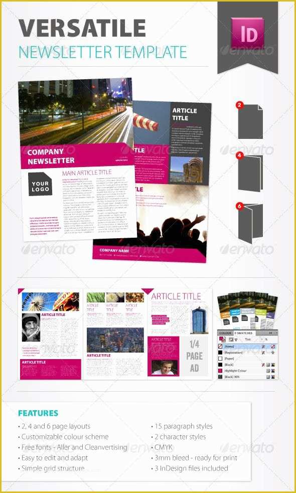 Free Indesign Newsletter Templates Of Pink Modern Design Pinterest