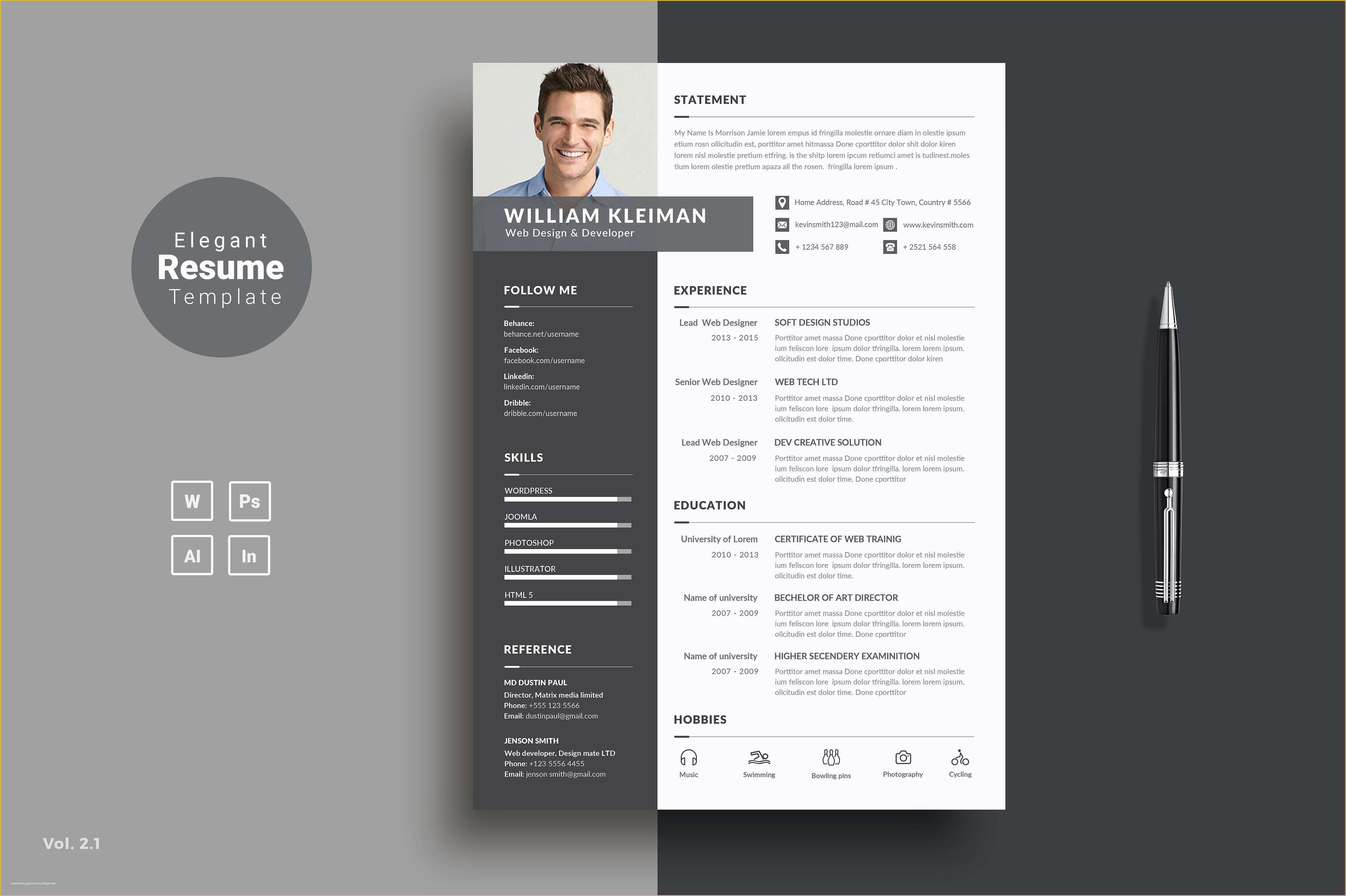 Free Indesign Resume Template Of Alluring Resume Design Templates Indesign About Resume