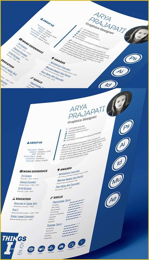 Free Indesign Resume Template Of Free Professional Cv Resume and Cover Letter Psd Templates