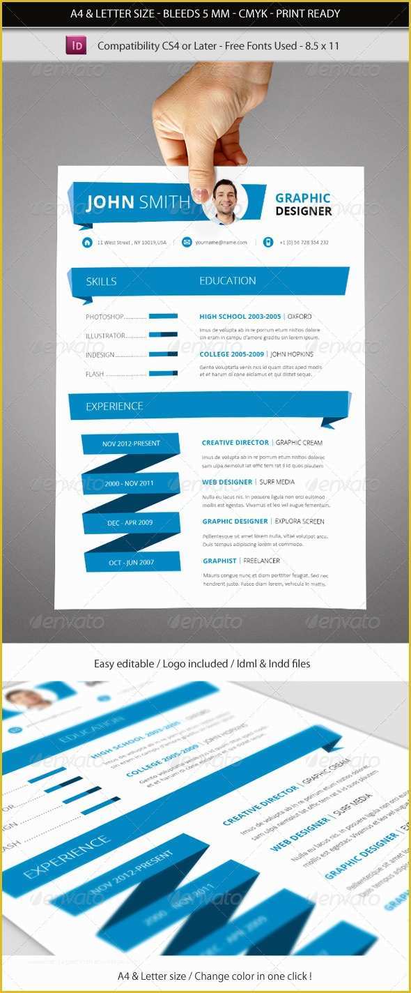 Free Indesign Resume Template Of Indesign Resume Template A4 & Letter Size by Franceschi