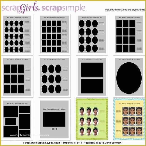 Free Indesign Yearbook Template Download Of Scrapsimple Digital Layout Album Templates 8 5x11