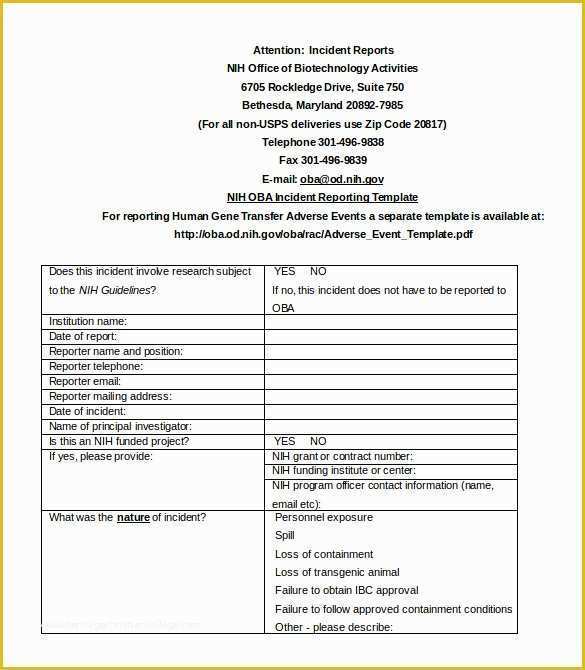 Free Injury and Illness Prevention Program Template Of 37 Incident Report Templates Pdf Doc