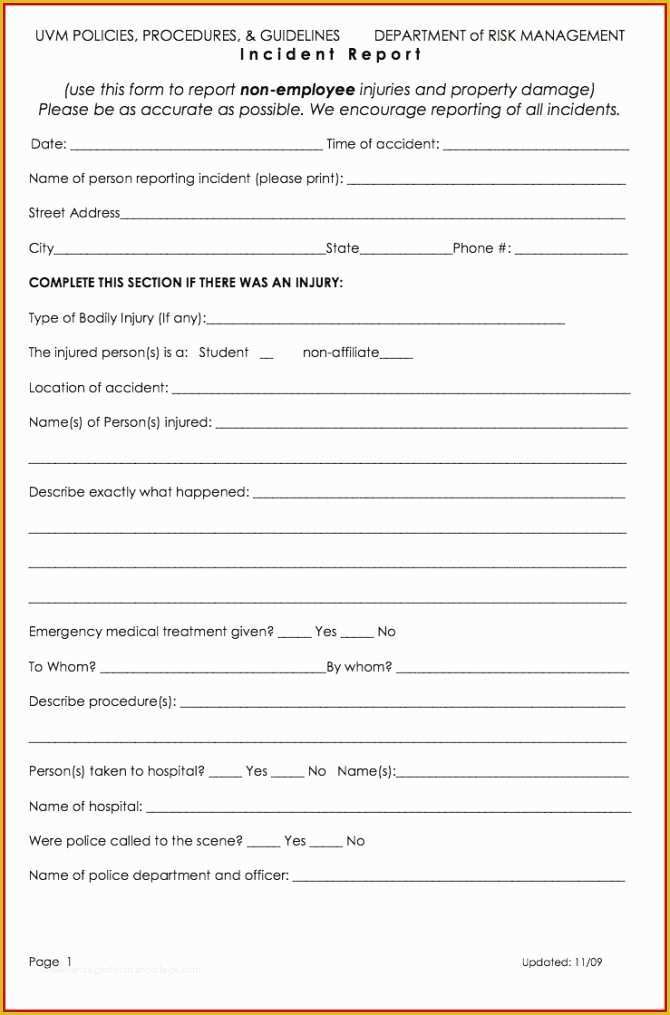 Free Injury and Illness Prevention Program Template Of Non Injury Incident Report Template