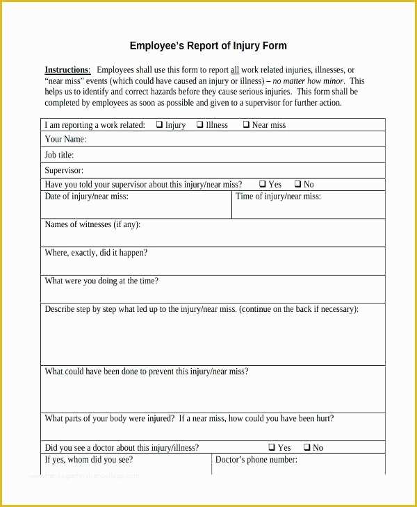Free Injury and Illness Prevention Program Template Of Workplace Injury Report Template Sample Incident Report