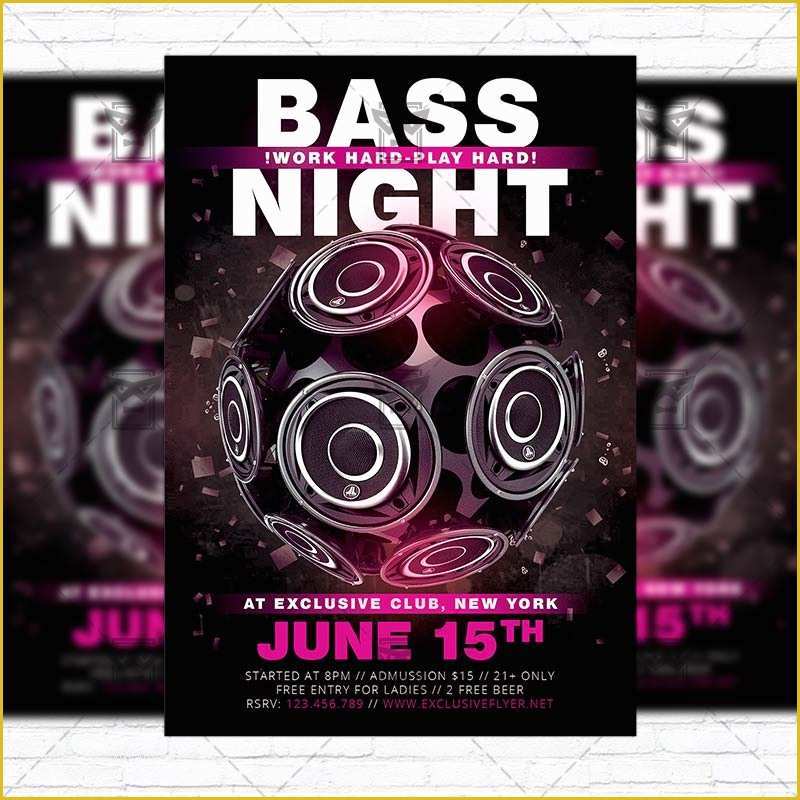 Free Instagram Flyer Template Of Bass Night – Premium Flyer Template Instagram Size Flyer