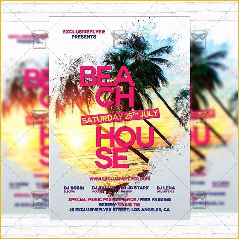Free Instagram Flyer Template Of Beach House Party – Premium Flyer Template Instagram