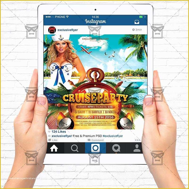 Free Instagram Flyer Template Of Cruise Party – Premium Flyer Template Instagram Size