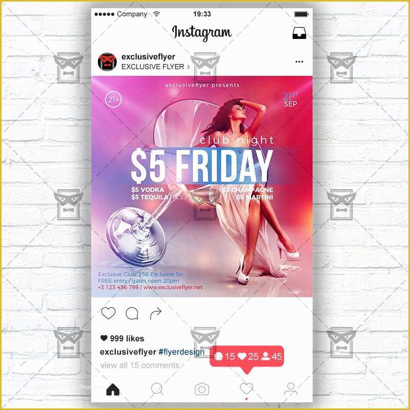 Free Instagram Flyer Template Of Friday Night – Instagram Flyer Template