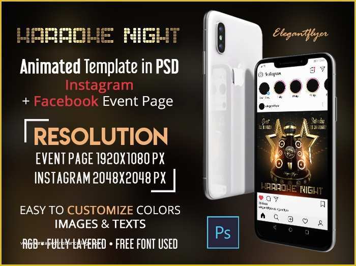 Free Instagram Flyer Template Of Karaoke Night – Free Animated Instagram Flyer