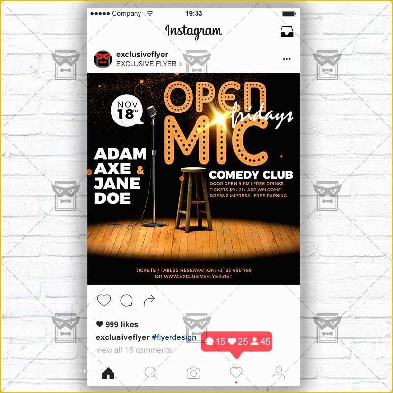 Free Instagram Flyer Template Of Open Mic Fridays – Instagram Flyer Template