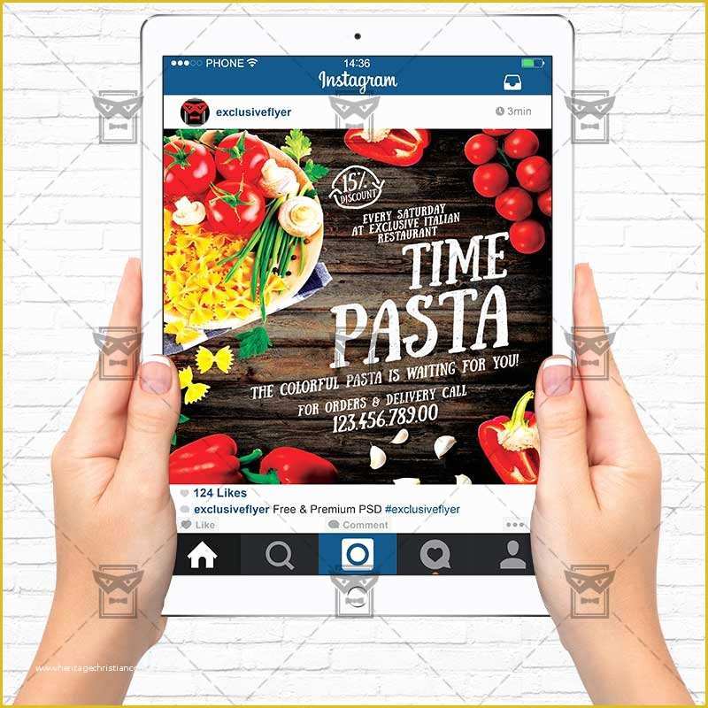 Free Instagram Flyer Template Of Pasta Time – Premium Flyer Template Instagram Size Flyer