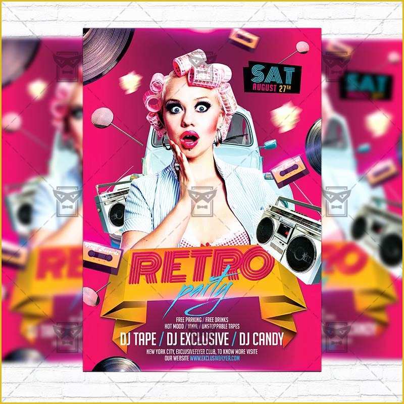 Free Instagram Flyer Template Of Retro Party – Premium Flyer Template Instagram Size