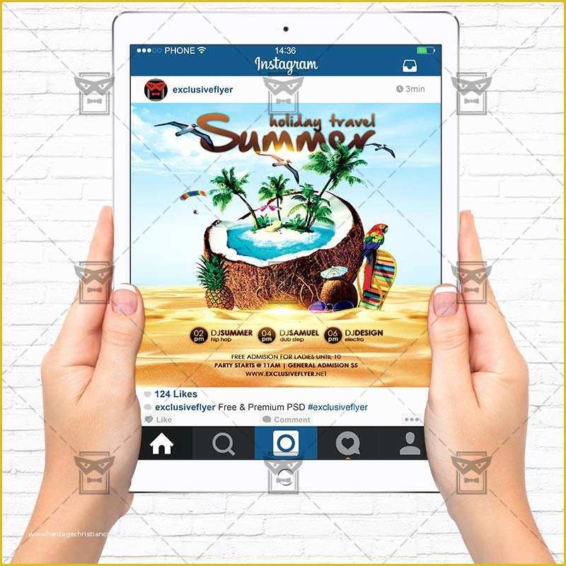 Free Instagram Flyer Template Of Summer Holiday Travel – Premium Flyer Template Instagram